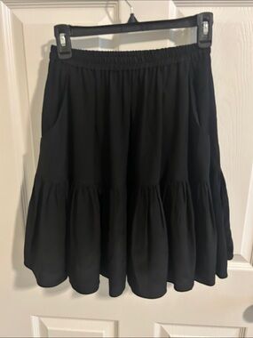 Loup Charmant Black Tiered silk Skirt
